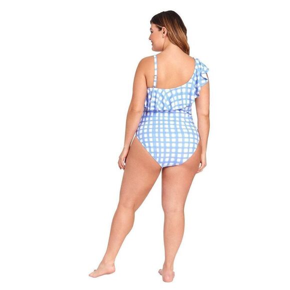 Lysa Raya One-peice Swimsuit Size 1x Checkered Blue and White - Picture 3 of 8